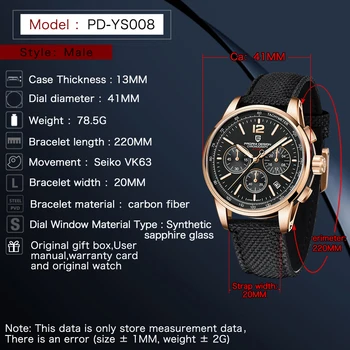  2021 Nové PAGANI DIZAJN Mužov Sledovať Gold Black Značka Luxusných Mužov náramkové hodinky Quartz 100M Vodotesné Chronograf Hodiny Animovať Uomo