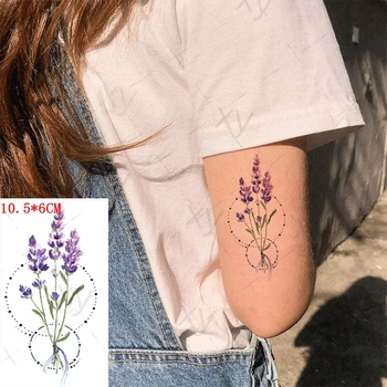  Nepremokavé Dočasné Tetovanie Nálepky Levandule Malý Roztomilý Kvet Flash Tetovanie Rameno, Zápästie WaterTransfer Falošné Tatto Body Art Ženy Muži