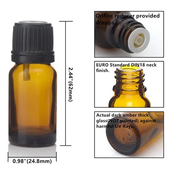  12pcs 1/3 Oz 10 ml Žltý Sklenené Fľaše S Euro Kvapkadla Ústie Redukcia Black Tamper Zrejmé, Spp pre Esenciálny Olej, Aromaterapia