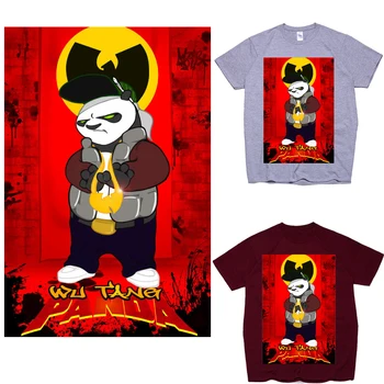  Wu Tang Rocková Kapela Škvrny Panda Tepelnej Nálepky na Oblečenie Železa-prevodom na Oblečenie Thermoadhesive Patch Pvc Diy Nášivka