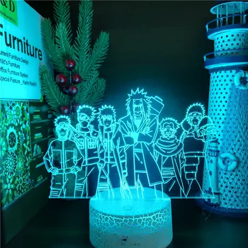  Naruto Jiraiya Minato Hashirama Kakashi 3D Led ANIME LAMPA Nightlights Farby Bandai Naruto Shippuden lampara Na Darček