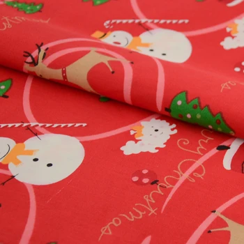 Teramila Červená Vianočné Keper Bavlna Vytlačené Handričkou Na Meter Tkaniny pre Šitie Odevov Vyšívanie, Ručné Patchwork Textílie