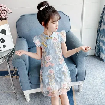  Dievčatá Šaty 2021 Nové Deti Oblečenie Letné Čínsky Štýl Hanfu Dievčatko Princezná Šaty Cheongsam