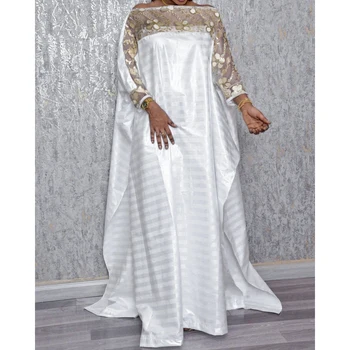  Elegantné Abaya Dubaj Kaftan Maxi Šaty Žien Afriky Sequin Vyšívané Strana Dlhé Šaty 2022 Plus Veľkosť Boubou Župan Femme