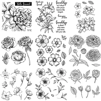  Romantické Kvetinové Silikónové Razenie Listov Ruže DIY Príručka Pečiatky Dekorácie Gumové Výlisky pre Scrapbooking Dekor