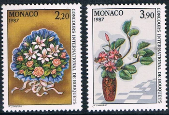  2ks/Set Nové Monako Post Pečiatka 1987 Kvet Usporiadanie Art Pečiatky MNH