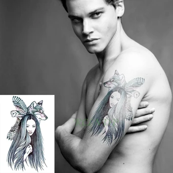  Nepremokavé Dočasné Tetovanie Nálepka je orliak morský vlk krásy dievča, fake tatto flash tetovanie tatouage Nálepky ruka ruku späť pre ženy muži