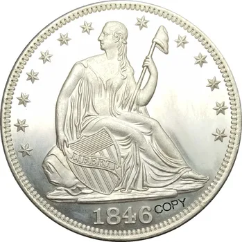  Spojené Štáty Slobody Sedieť Pol Dolárov Č Motto Nad Eagle 1846 o Veľké Písmená v Legendy Mosadze Pozlátené Striebro Kópiu Mince