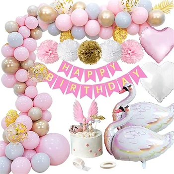  White Pink Elegantné Swan Latexový Balón Swan Tvar Jednorázový Riad Dosky Baby Sprcha Dievčatá Narodeninovej Party Dodávky