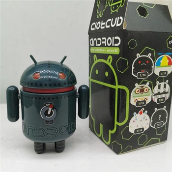  8.5 cm Výška Robota Zelená Bábika Otočný Rameno Spoje pre Android Programátor Office Ornament Hračka Zber Duplicite Série