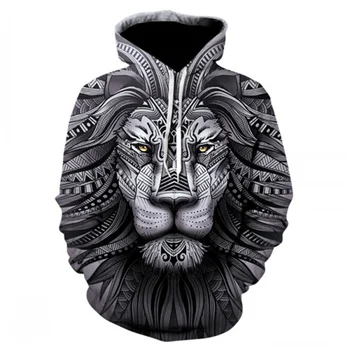  New Winter 3d Dizajn s Kapucňou, Muži Zvierat Leva/Tigra Plný Tlačiť Bežné Nadrozmerné Mikina s Kapucňou Módne Muži/Ženy Bunda Oblečenie