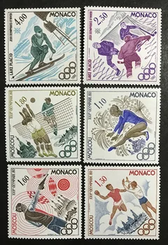  6Pcs/Nastaviť Nové Monako Post Pečiatka 1980 Moskva Hry Gravírovanie Pečiatok MNH