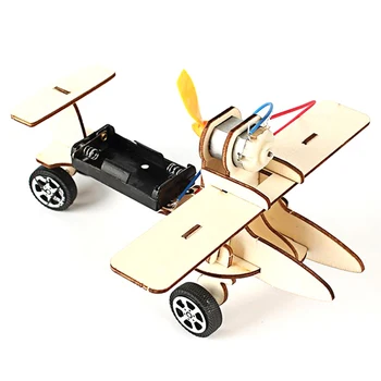  Veda Hračky DIY Lietanie Lietadiel Technológia Experiment Elektrické Kit Warhawk Klzáku Deti Hračky podporujú Tvorivosť Drevený Model