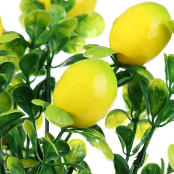  Umelé Lemon Pobočky s Zelené Listy Umelé Ovocie Lemon Tree Bonsai Zelene, Dekorácie pre Domov, Záhradu