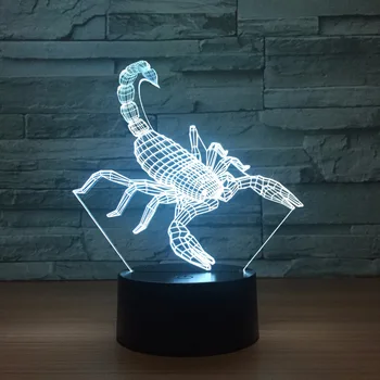  Novinka Scorpion LED 3D Noc Svietidlo Tvorivé stolná Lampa Vianočné Osvetlenie Led Lampe 3d Ilúziu Dekoratívne Atmosféru lampa