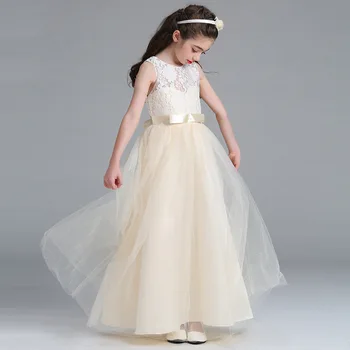  4-15 Rokov Deti Šaty pre Dievčatá Svadobného Tylu Čipky Dlho Dievča Šaty Elegantné Princezná Strany Sprievod Formálne Šaty pre Dospievajúce Deti