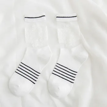  [EIOISAPRA]Horúcich Letných Žena Ponožky Žena Tenké Krištáľové Sklo, Hodvábne Transparentné Pruhované Ponožky Anti-Statické Ultratenké Krátke Ponožky