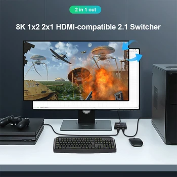  Kompatibilný s HDMI 2.1 HD Prepínač Adaptéra 4K 120Hz 1x2 8K 60Hz 2x1 Bi-Smer Converter Splitter pre PS4/5 Prepnúť TELEVÍZOR HDTV Xbox