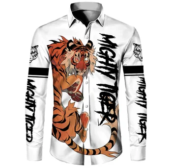  Nový Príchod 3D Tiger, Lev Tlač Tričko Muži Móda Tlačené Harajuku Streetwear Unisex Bežné Tlačidlá Tričko Topy