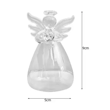  Sklenené Vázy Jedinečný Anjel Tvar, Svetlo Sviečky Držiteľ Transparentné Romantické Pre Domova Vianoce, Valentína Darček